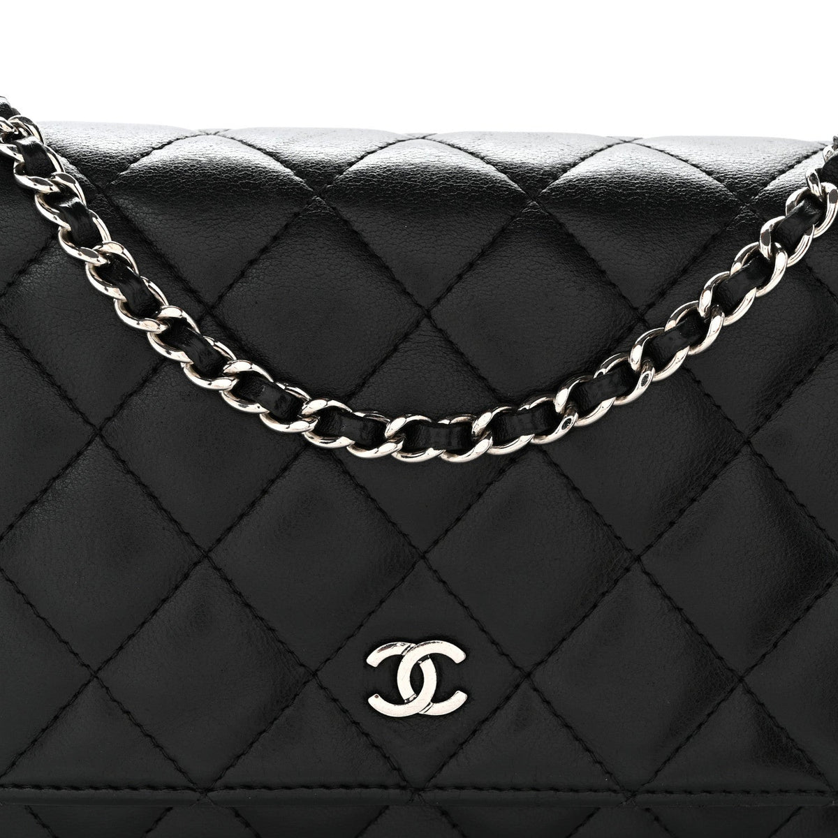 Quilted Lambskin Wallet Bag - Black