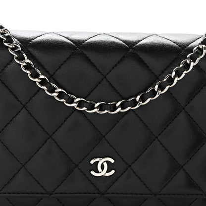 Quilted Lambskin Wallet Bag - Black