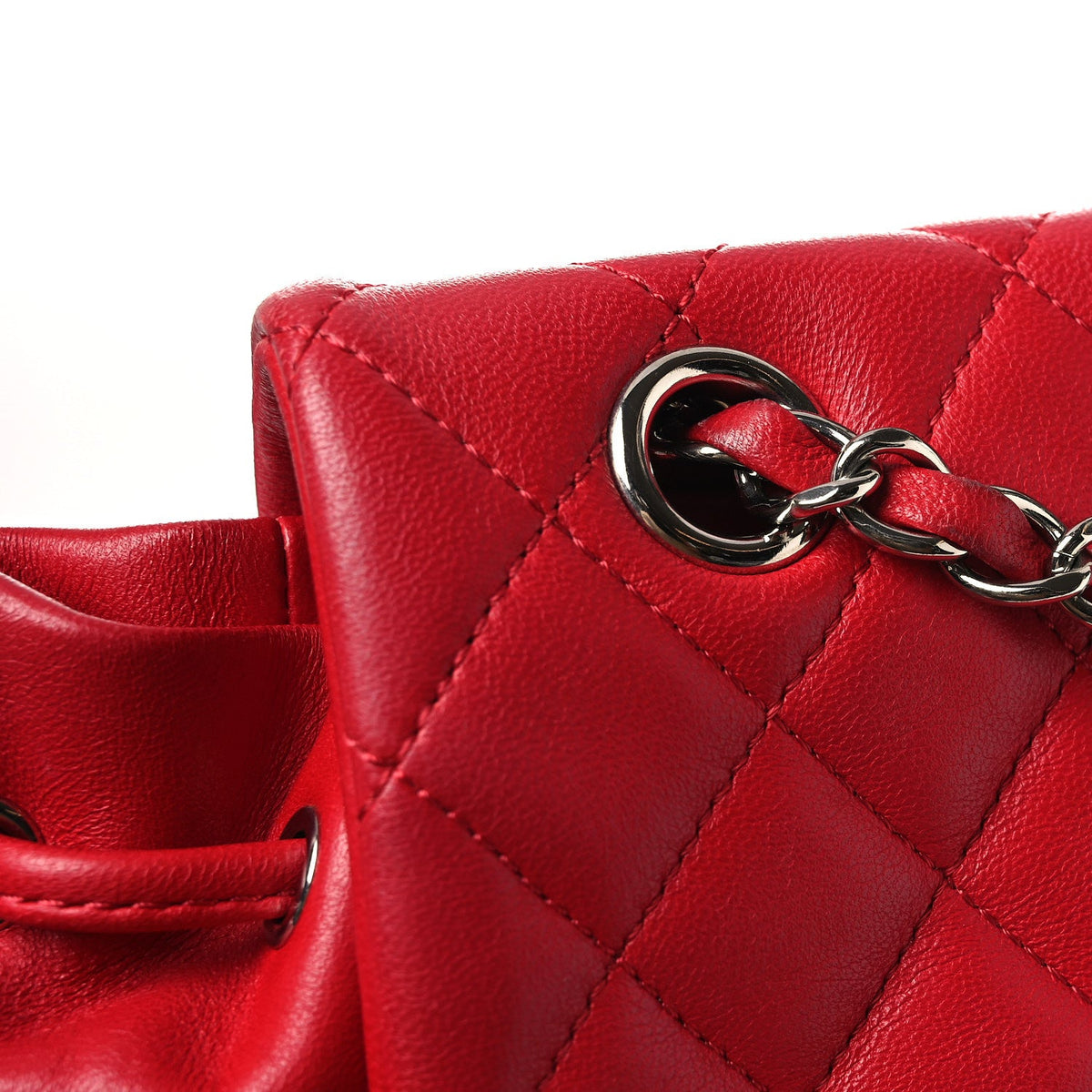 Large Quilted Lambskin Backpack - Red