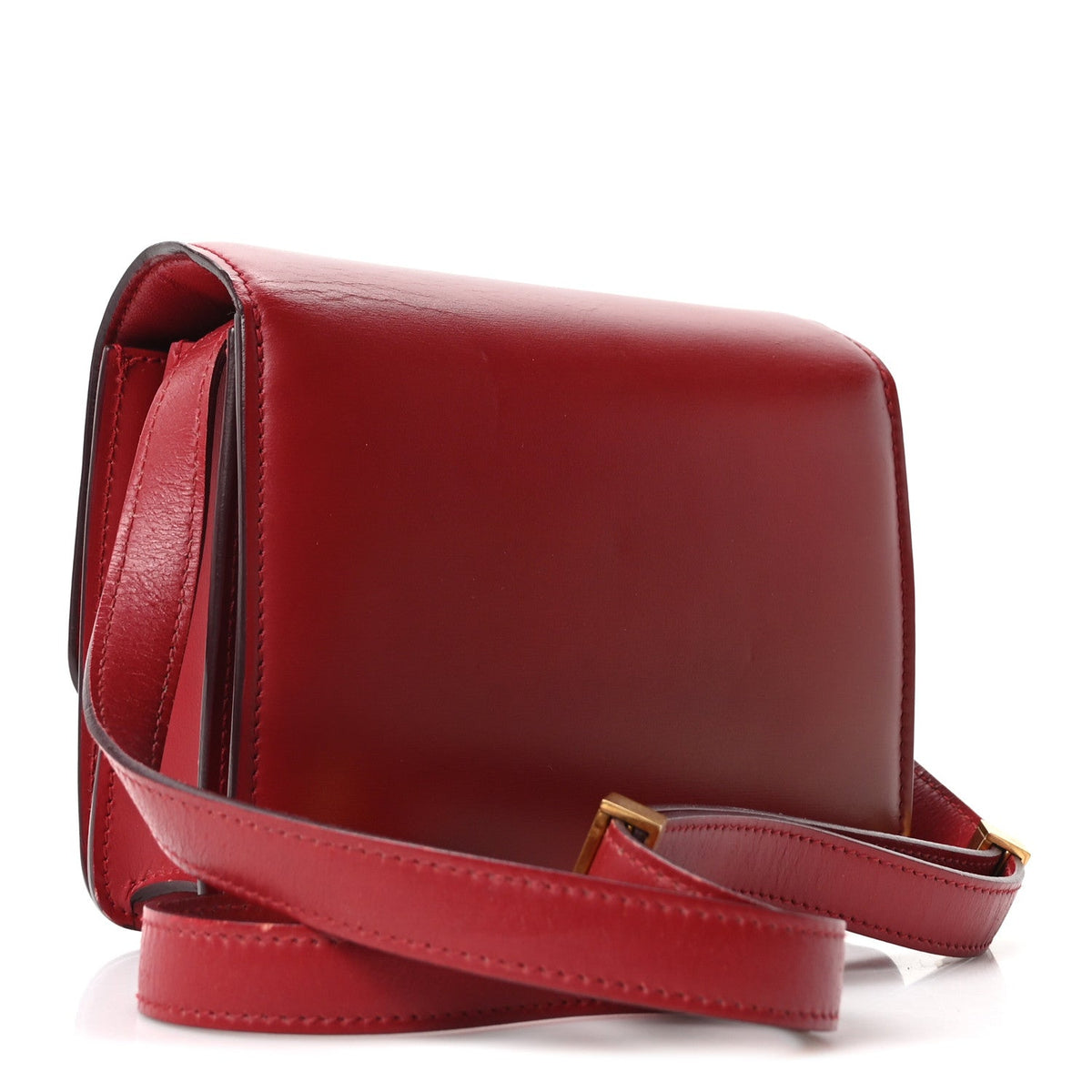 Small Calfskin Flap Shoulder Bag - Red