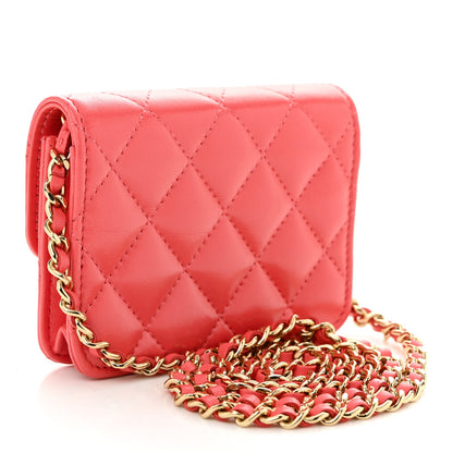 Quilted Lambskin Handbag - Pink