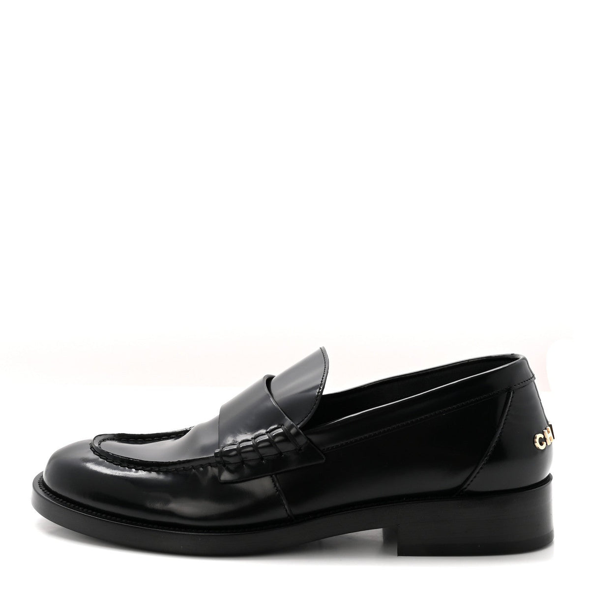 Shiny Calfskin Logo Loafers Black