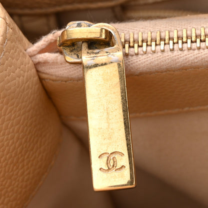 Quilted Caviar Tote Bag - Beige