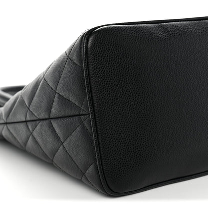 Quilted Caviar Tote Bag - Black