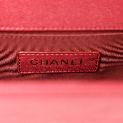 Small Quilted Caviar Flap Shoulder Bag - Pink