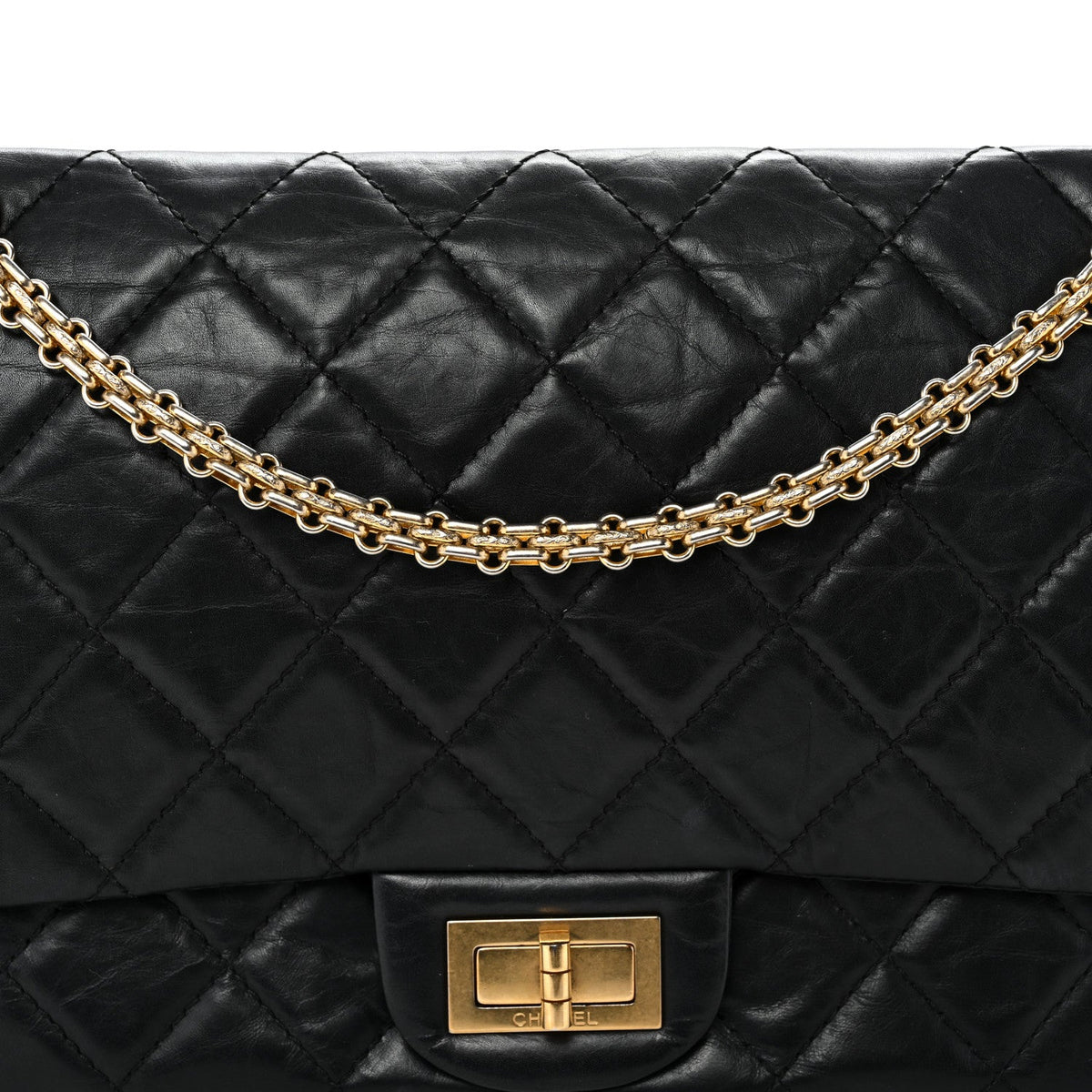 Quilted Calfskin Flap Shoulder Bag - Black