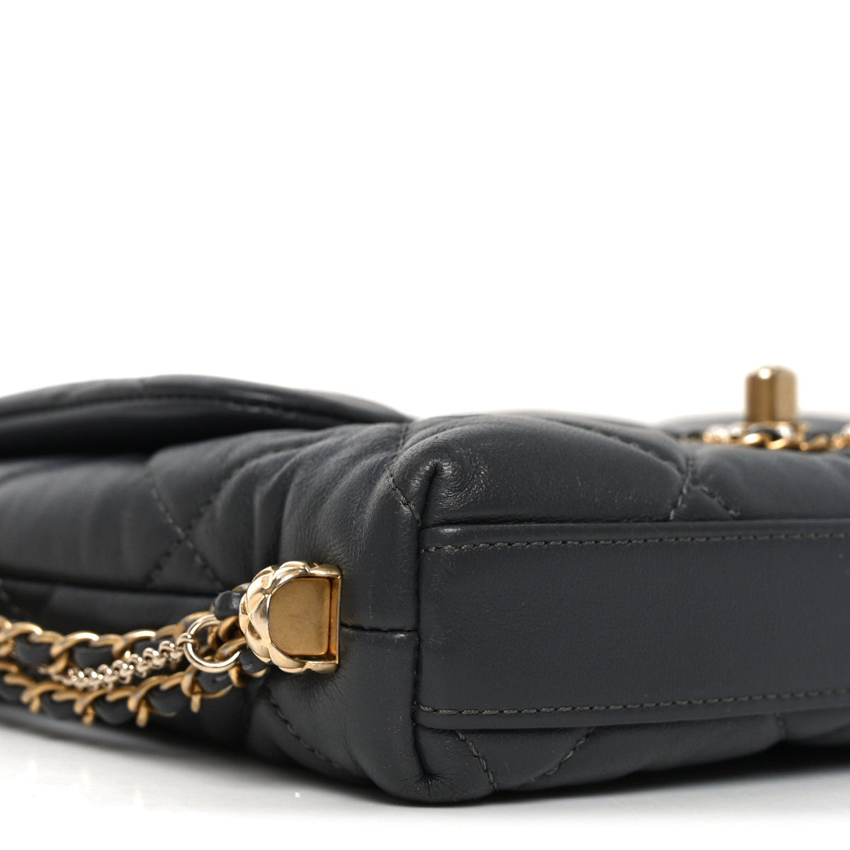 Mini Quilted Lambskin Flap Shoulder Bag - Grey