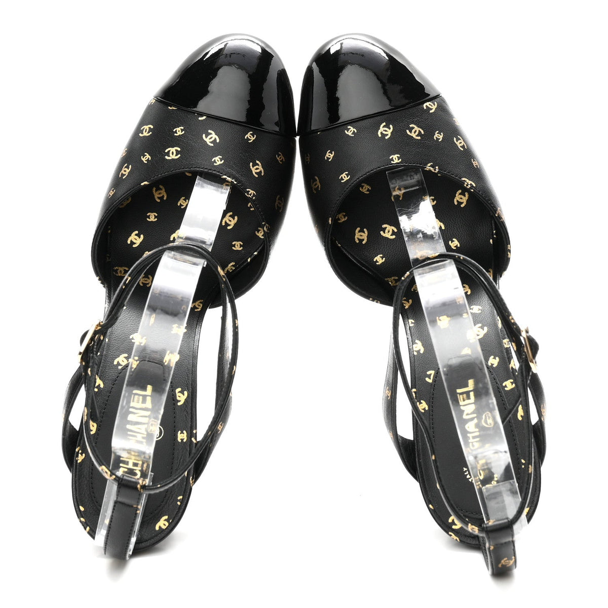 Chanel Printed Lambskin Patent Calfskin CC Platform Women's Pumps