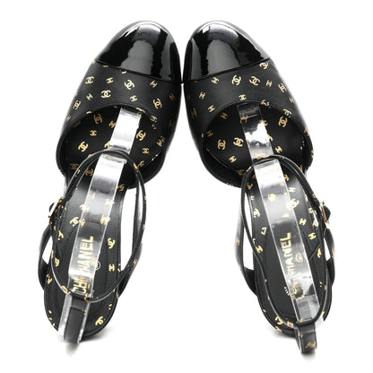 Chanel Printed Lambskin Patent Calfskin CC Platform Women's Pumps