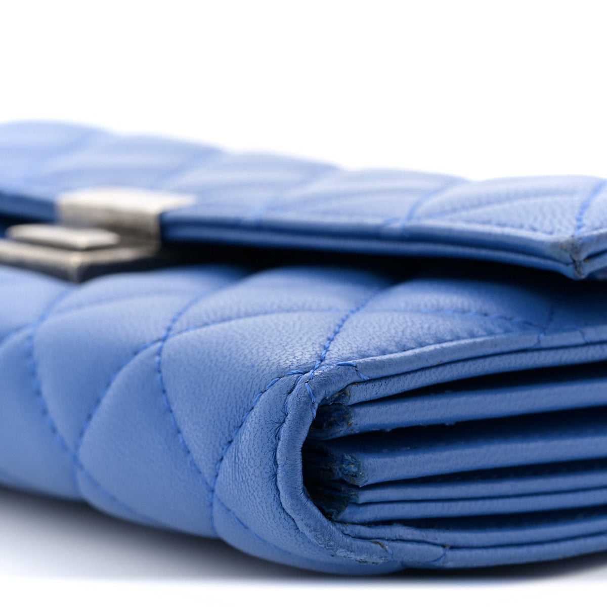 Quilted Lambskin Clutch Bag - Blue