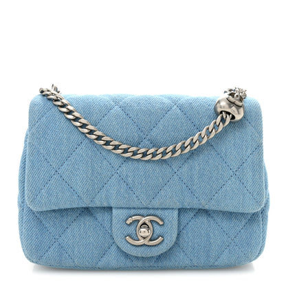 Mini Quilted Flap Shoulder Bag - Blue