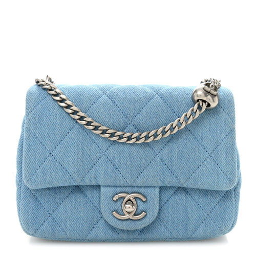 Mini Quilted Flap Shoulder Bag - Blue