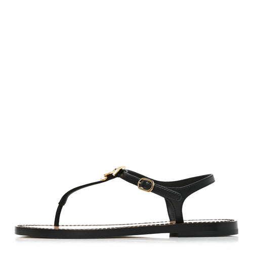 Lambskin CC Thong Sandals Black Gold