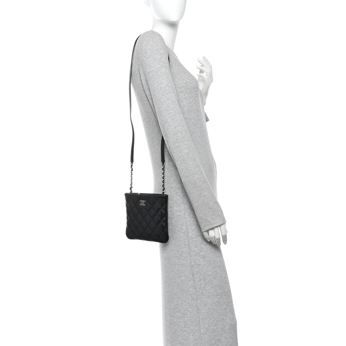 Quilted Lambskin Crossbody Bag - Black