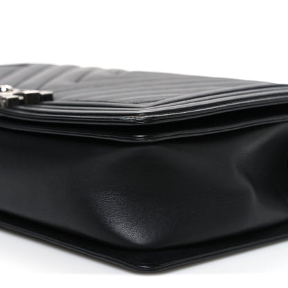 Medium Quilted Lambskin Flap Shoulder Bag - Black