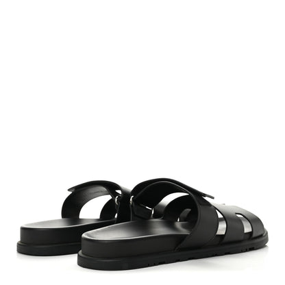 Hermes Calfskin Men's Chypre Sandals 44 Black
