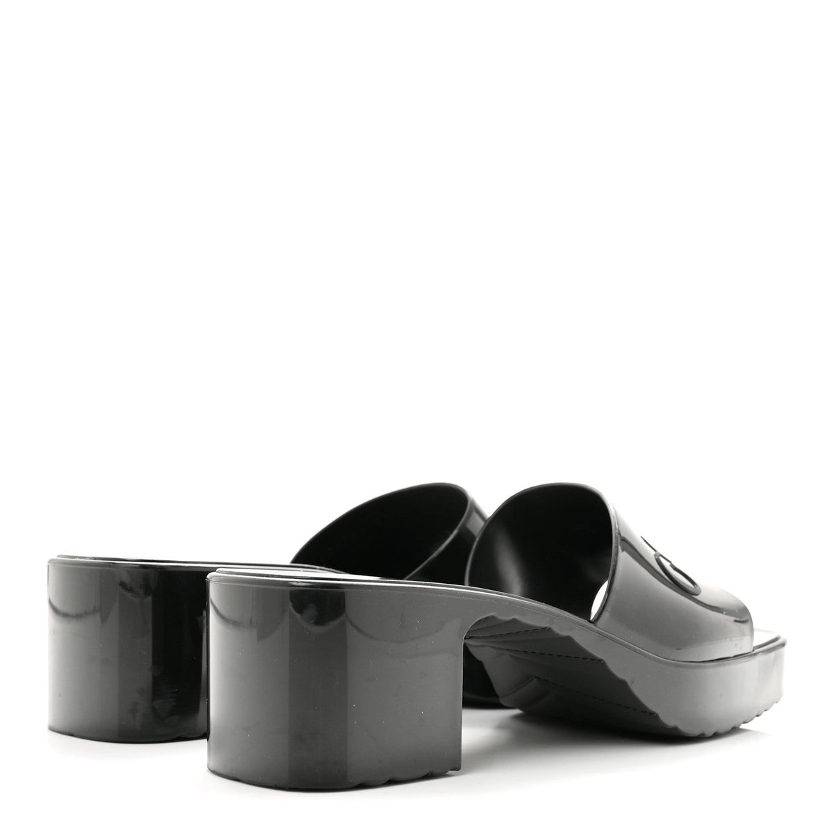 Gucci Rubber Logo Women's Platform Slide Sandals 38 Black