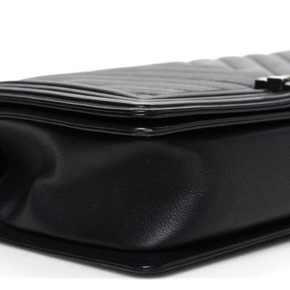 Medium Quilted Lambskin Flap Shoulder Bag - Black