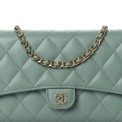 Quilted Caviar Wallet Bag - Light Blue