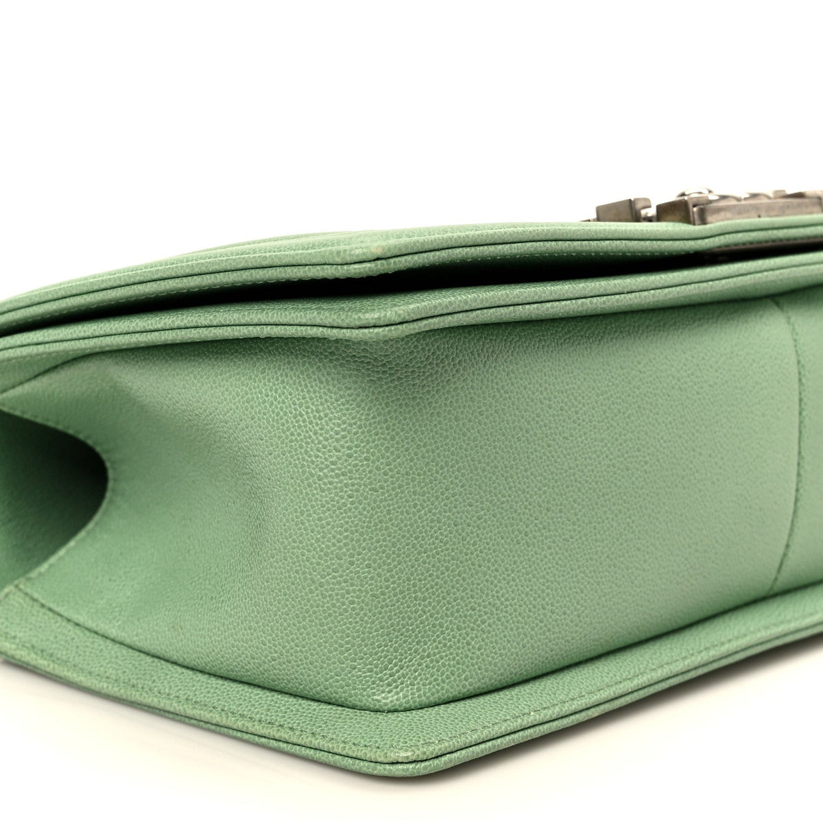 Medium Quilted Caviar Flap Shoulder Bag - Light Green