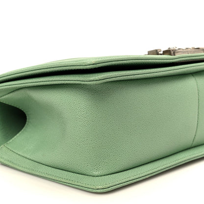 Medium Quilted Caviar Flap Shoulder Bag - Light Green