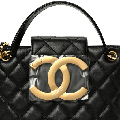 Quilted Lambskin Shoulder Bag - Black