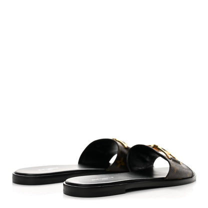 Louis Vuitton Patent Monogram Women's Lock It Flat Mules 39