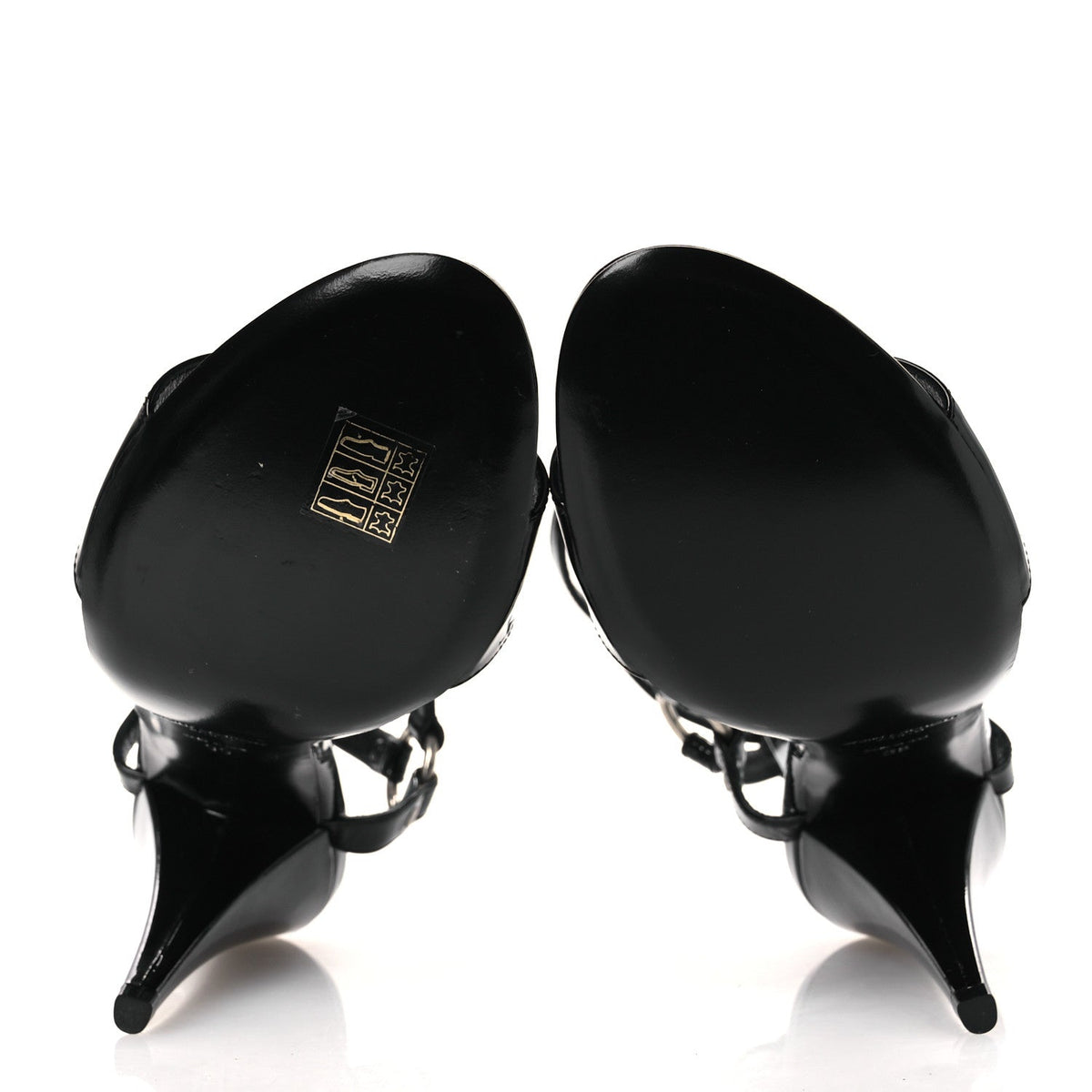Saint Laurent Patent Calfskin Women's Fetish 105 Sandal 39 Black