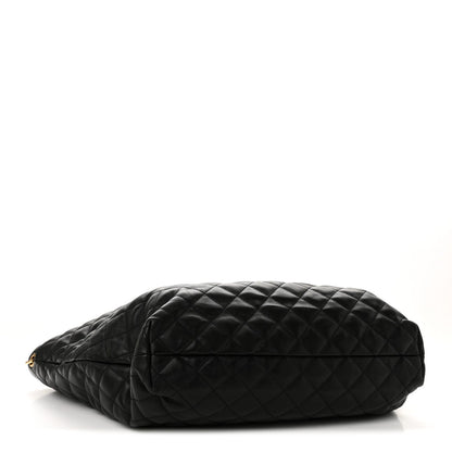 Maxi Quilted Lambskin Tote Bag - Black