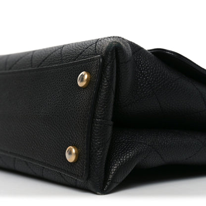Caviar Flap Shoulder Bag - Black