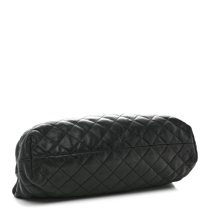 Maxi Quilted Lambskin Tote Bag - Black