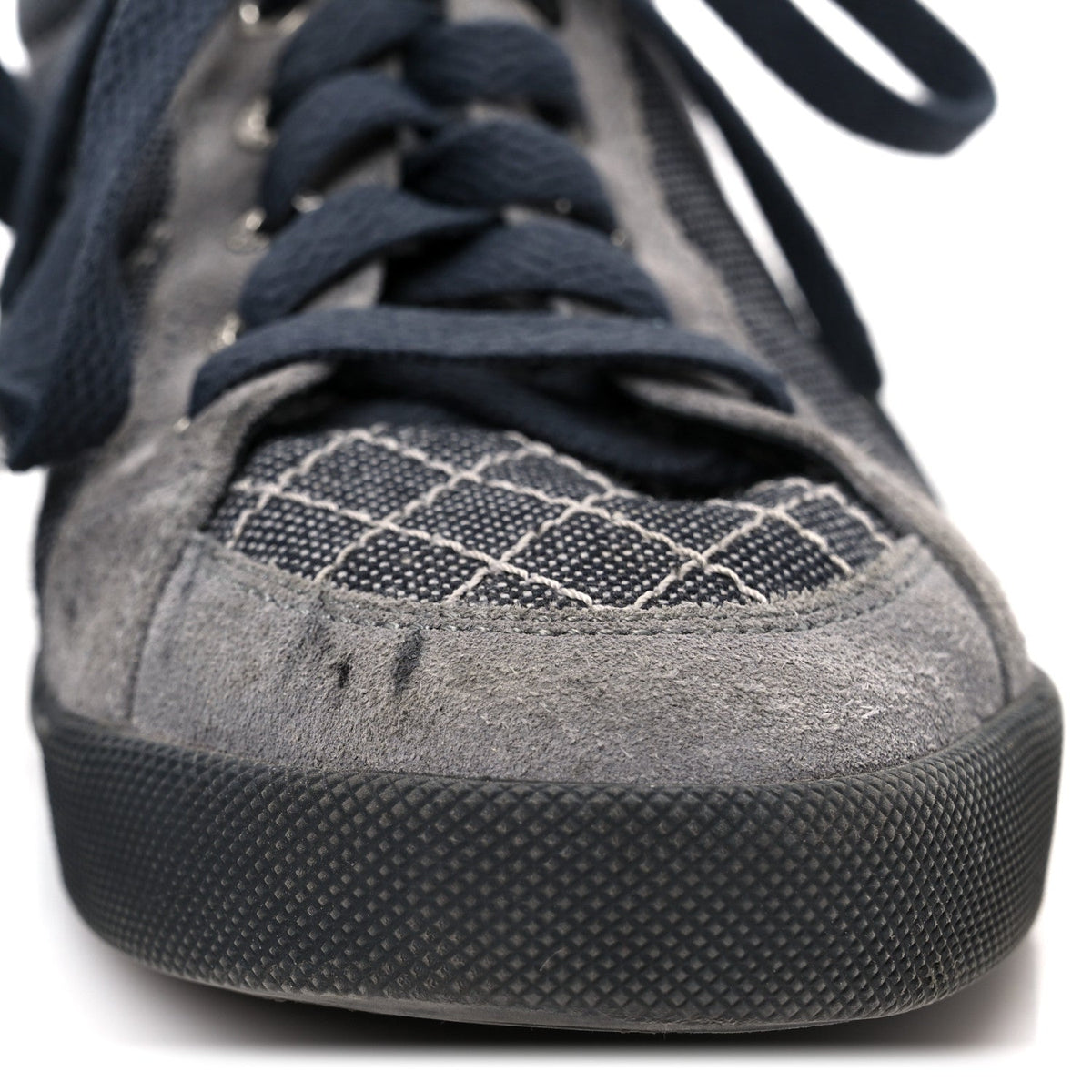 Chanel Toile Suede Calfskin Women's CC Low Top Sneakers 36 Dark Grey