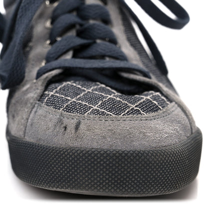 Chanel Toile Suede Calfskin Women's CC Low Top Sneakers 36 Dark Grey