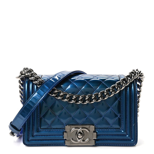 Small Quilted Calfskin Flap Shoulder Bag - Blue