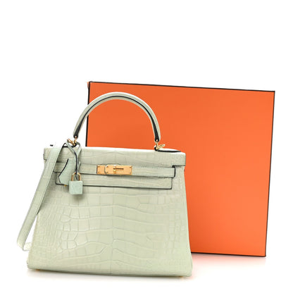 Matte Alligator Kelly Retourne 28 Vert D Handbag
