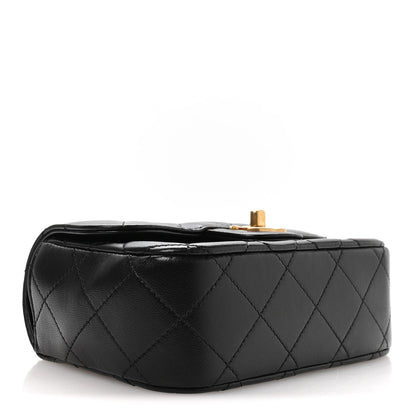 Mini Quilted Lambskin Flap Shoulder Bag - Black