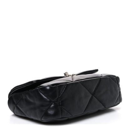 Medium Quilted Lambskin Flap Shoulder Bag - Black