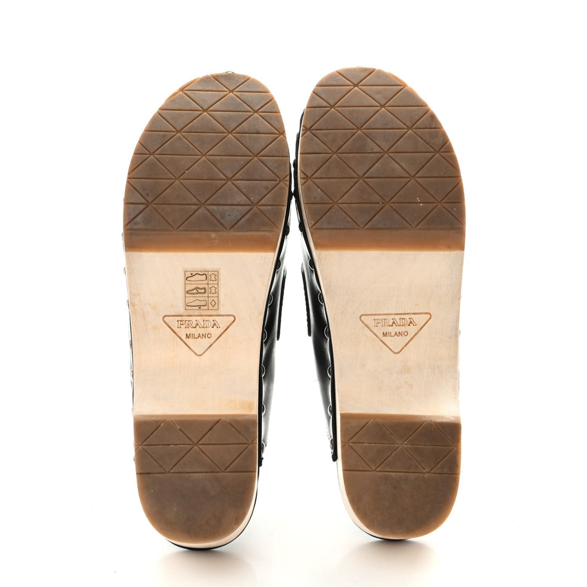 Prada Calfskin Women's Metal Triangle Logo 45mm Clogs 40 Black