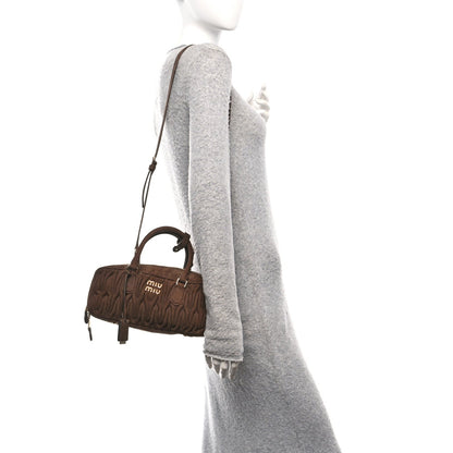 Large Suede Handbag - Brown