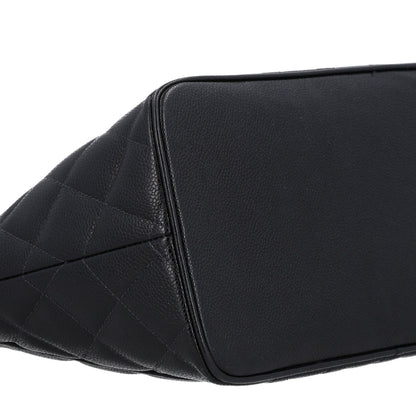 Quilted Caviar Tote Bag - Black