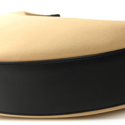 Calfskin Canvas Hobo Bag - Beige