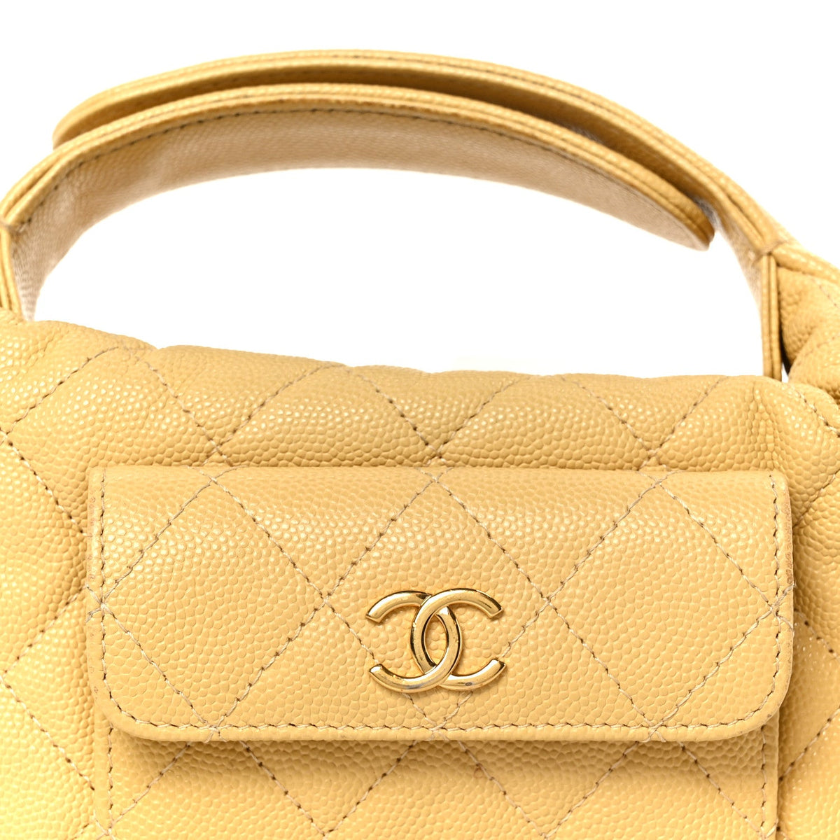 Quilted Caviar Hobo Bag - Yellow