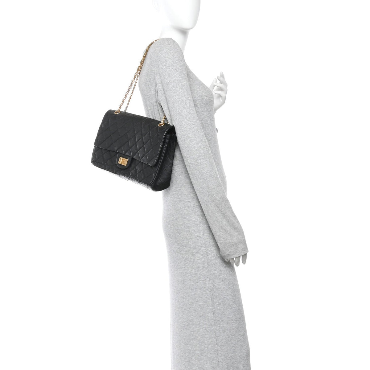 Quilted Calfskin Flap Shoulder Bag - Black