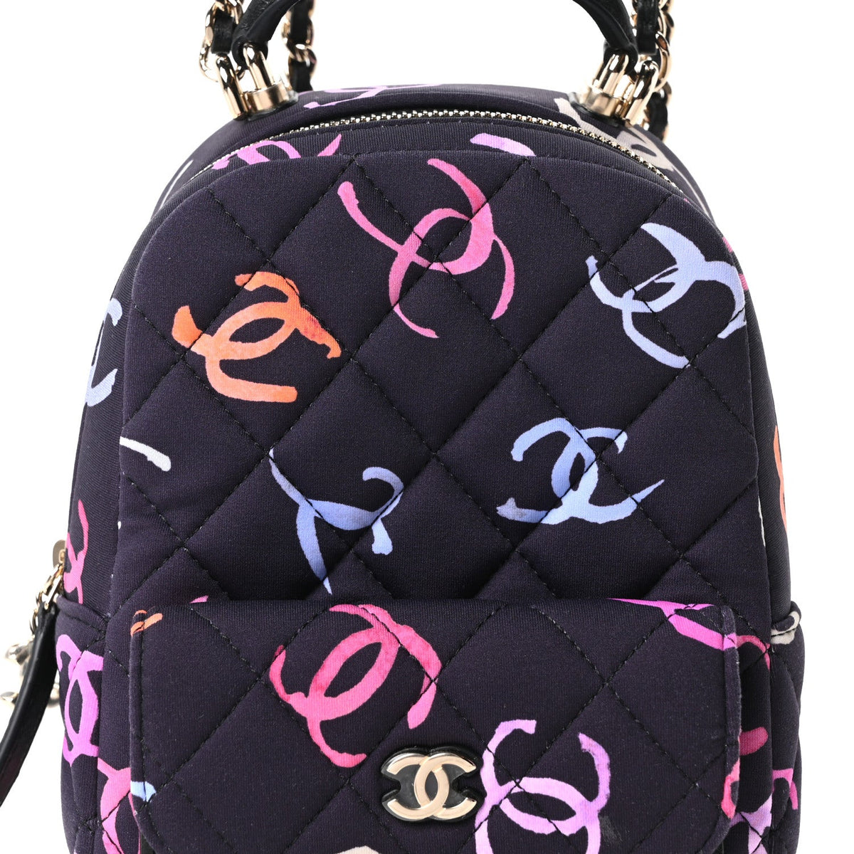Mini Quilted Fabric Backpack - Black