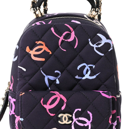 Mini Quilted Fabric Backpack - Black