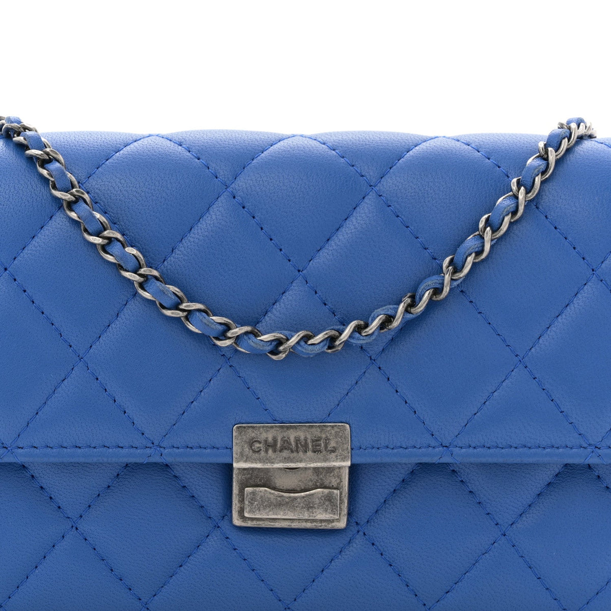 Quilted Lambskin Clutch Bag - Blue