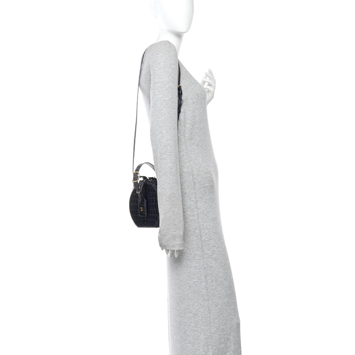 Crocodile Petite Boite Chapeau Navy Handbag