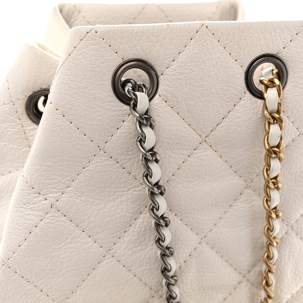 Small Quilted Goatskin Backpack - White