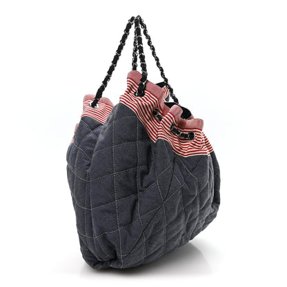 Large Quilted Handbag - Blue