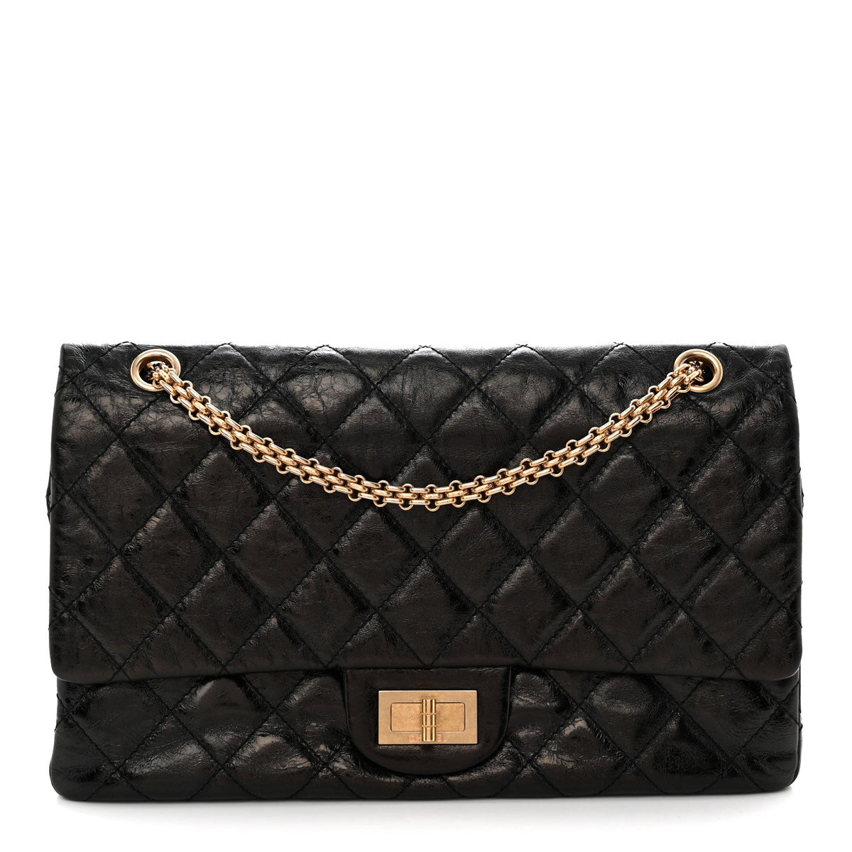 Quilted Calfskin Flap Shoulder Bag - Black